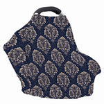 Blue And Brown Damask Pattern Print Baby Seat Cover