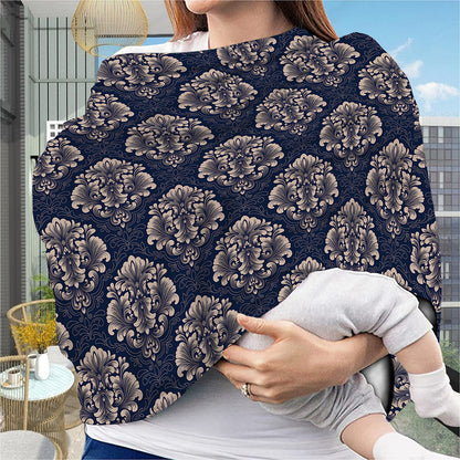 Blue And Brown Damask Pattern Print Baby Seat Cover
