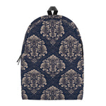 Blue And Brown Damask Pattern Print Backpack