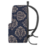 Blue And Brown Damask Pattern Print Backpack