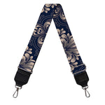 Blue And Brown Damask Pattern Print Bag Strap