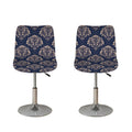 Blue And Brown Damask Pattern Print Bar Stool Covers