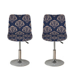 Blue And Brown Damask Pattern Print Bar Stool Covers