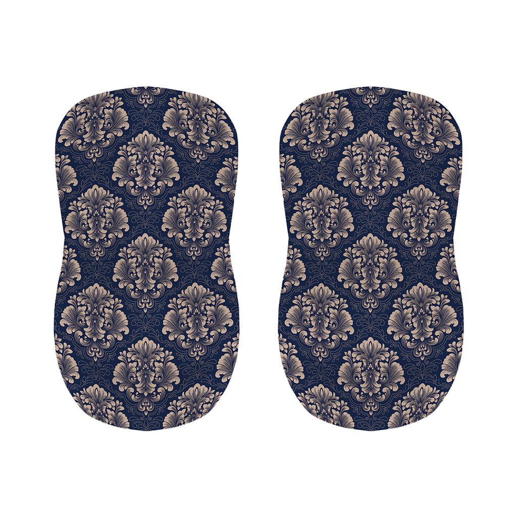 Blue And Brown Damask Pattern Print Bar Stool Covers