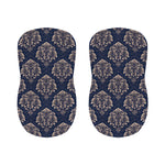 Blue And Brown Damask Pattern Print Bar Stool Covers