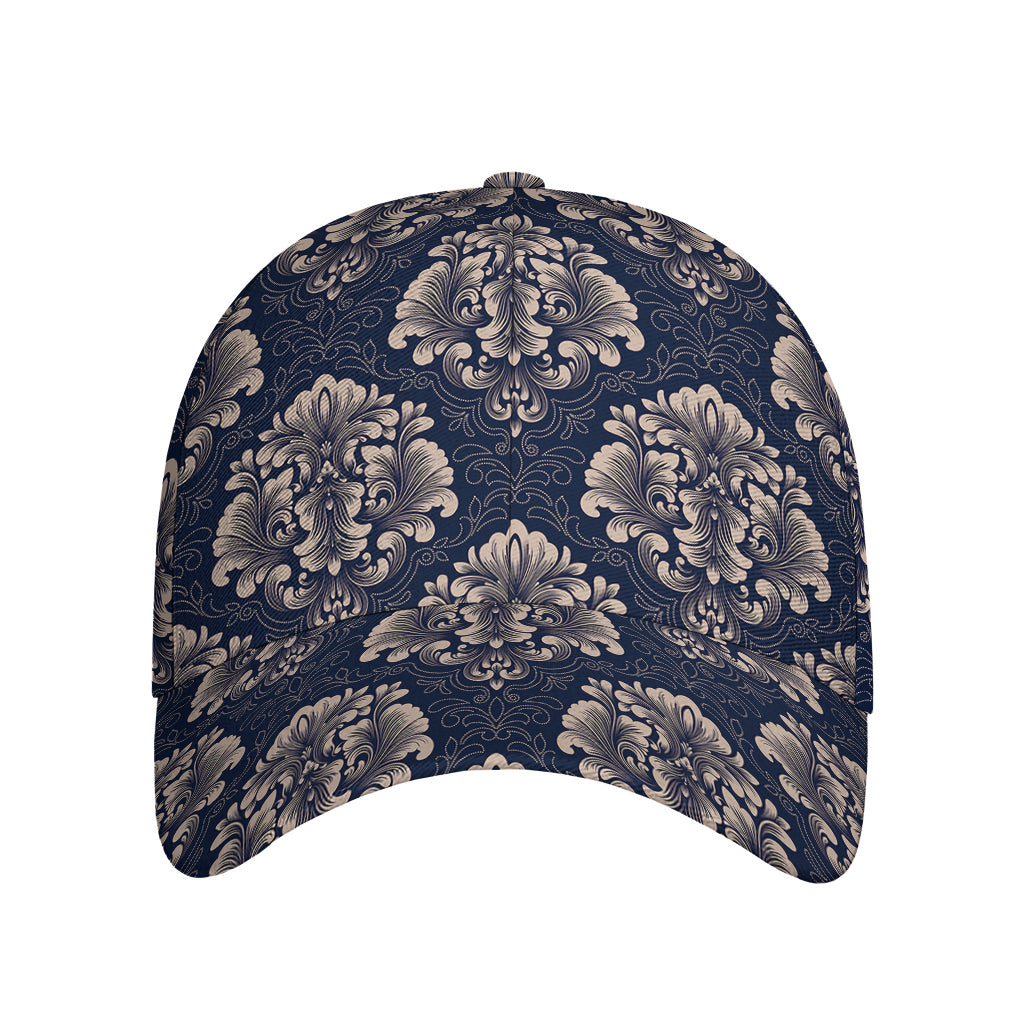 Blue And Brown Damask Pattern Print Baseball Cap