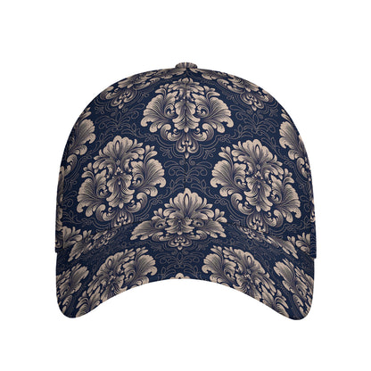 Blue And Brown Damask Pattern Print Baseball Cap