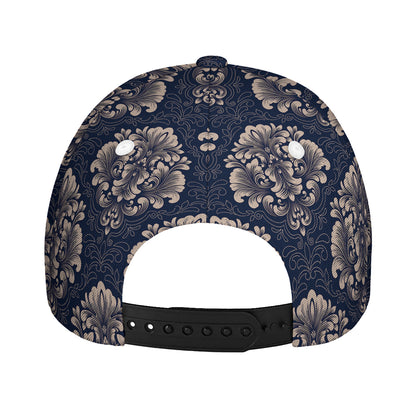 Blue And Brown Damask Pattern Print Baseball Cap