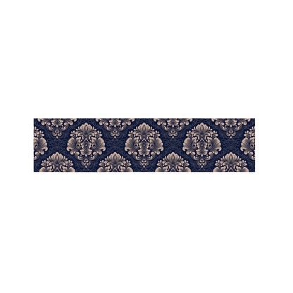 Blue And Brown Damask Pattern Print Bed Runner