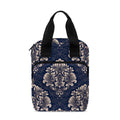 Blue And Brown Damask Pattern Print Bible Tote Bag
