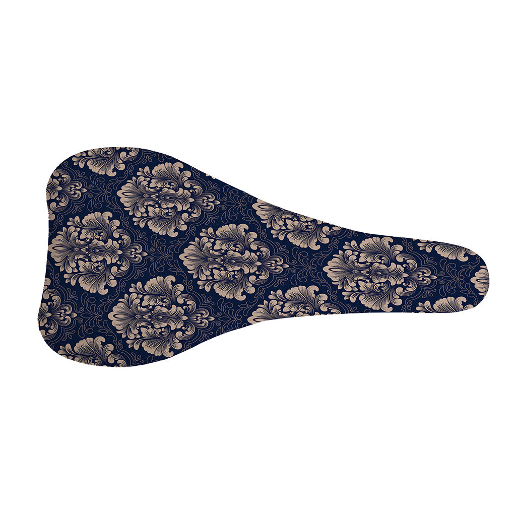 Blue And Brown Damask Pattern Print Bicycle Seat Cover
