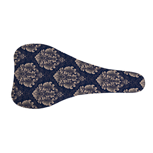 Blue And Brown Damask Pattern Print Bicycle Seat Cover