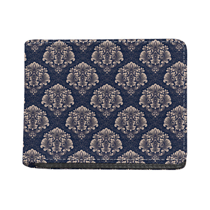 Blue And Brown Damask Pattern Print Bifold Wallet