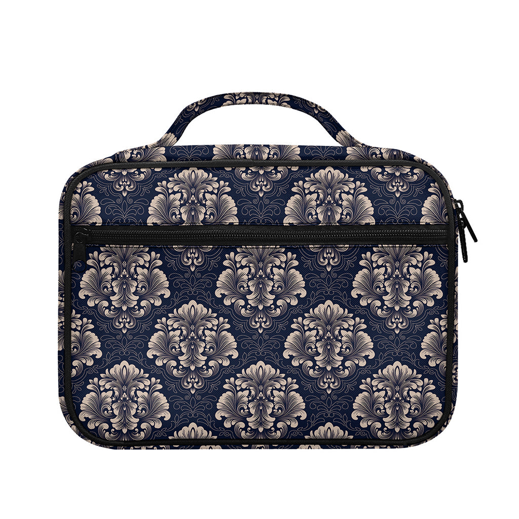 Blue And Brown Damask Pattern Print Briefcase Bible Bag