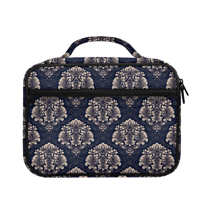 Blue And Brown Damask Pattern Print Briefcase Bible Bag