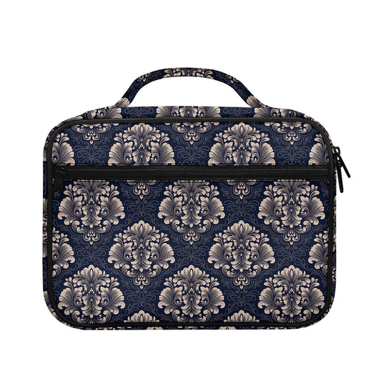 Blue And Brown Damask Pattern Print Briefcase Bible Bag
