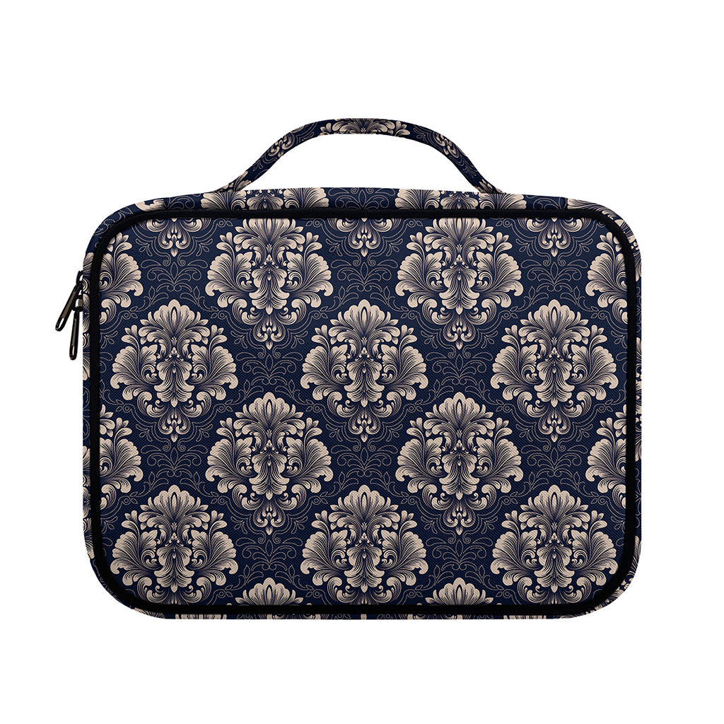 Blue And Brown Damask Pattern Print Briefcase Bible Bag
