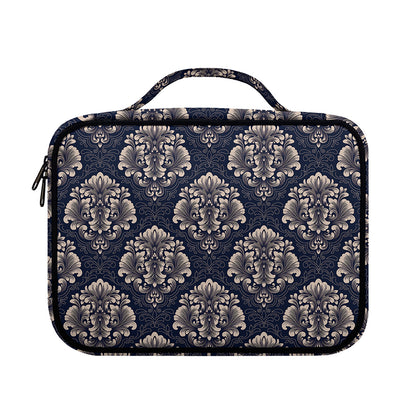 Blue And Brown Damask Pattern Print Briefcase Bible Bag