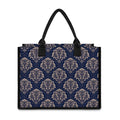 Blue And Brown Damask Pattern Print Canvas Tote Bag