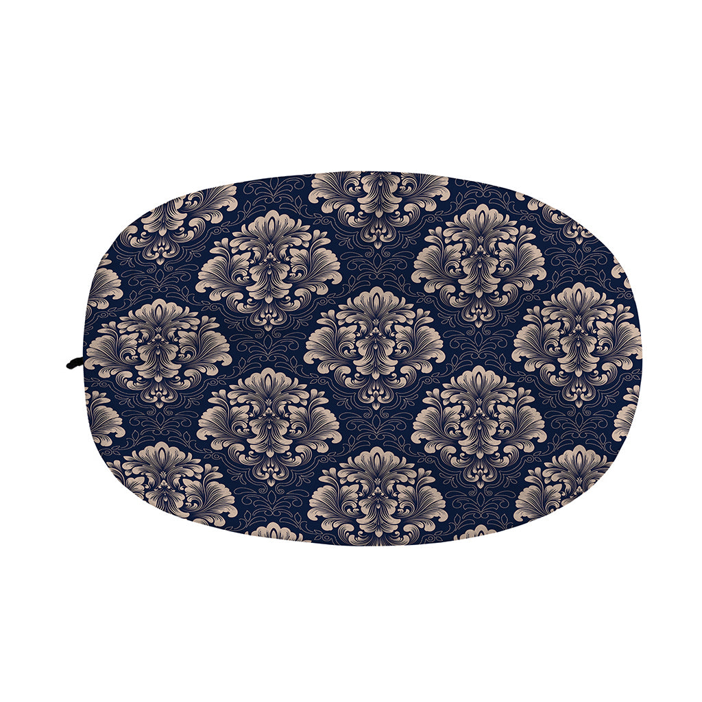 Blue And Brown Damask Pattern Print Car Side Mirror Covers