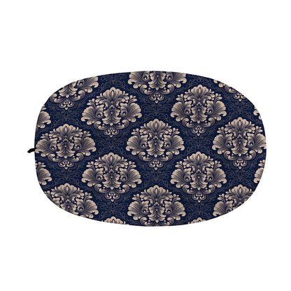 Blue And Brown Damask Pattern Print Car Side Mirror Covers