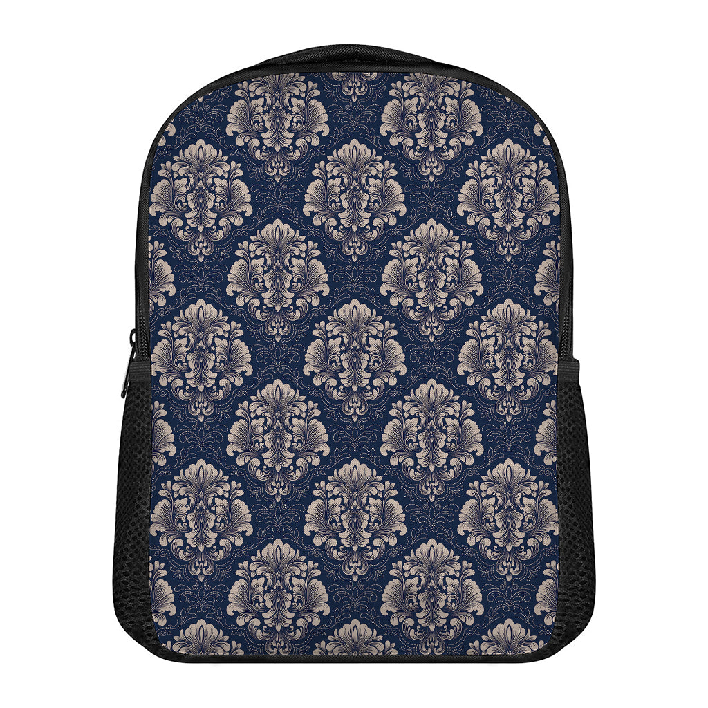 Blue And Brown Damask Pattern Print Casual Backpack