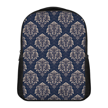 Blue And Brown Damask Pattern Print Casual Backpack
