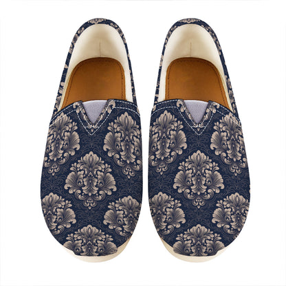 Blue And Brown Damask Pattern Print Casual Shoes