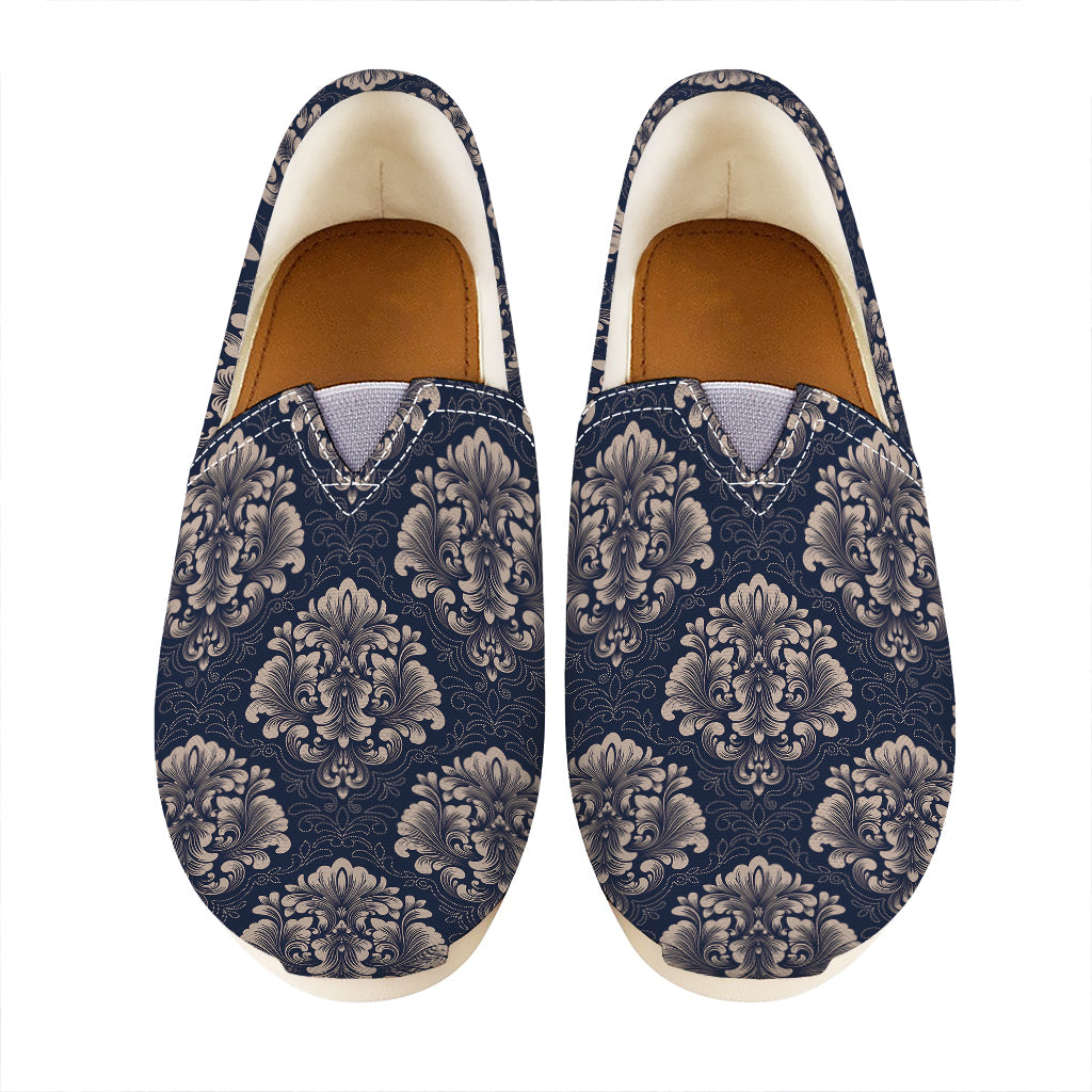 Blue And Brown Damask Pattern Print Casual Shoes