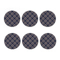 Blue And Brown Damask Pattern Print Coaster Set