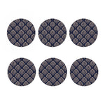 Blue And Brown Damask Pattern Print Coaster Set