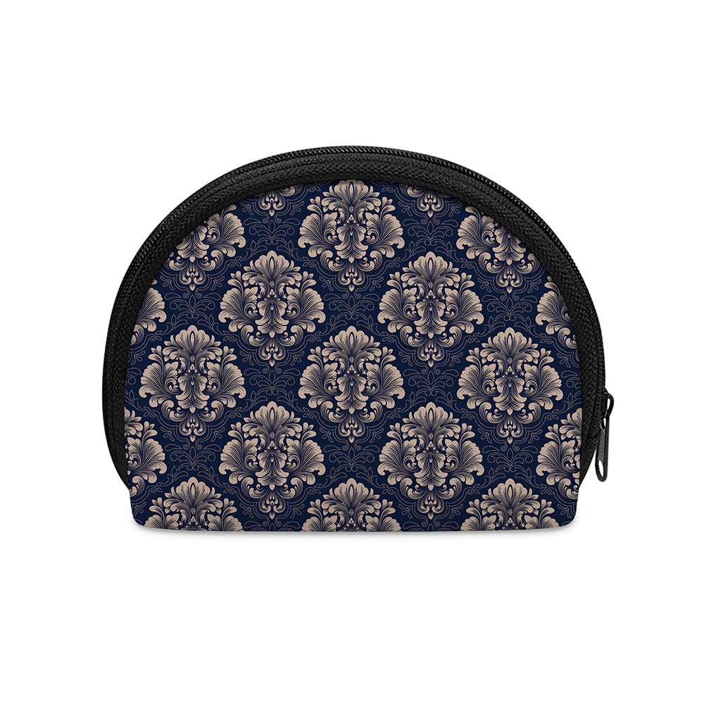 Blue And Brown Damask Pattern Print Coin Purse