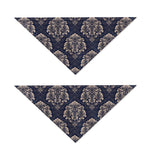 Blue And Brown Damask Pattern Print Dog Bandana