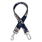 Blue And Brown Damask Pattern Print Dog Seat Belt