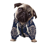 Blue And Brown Damask Pattern Print Dog Zip Up Hoodie