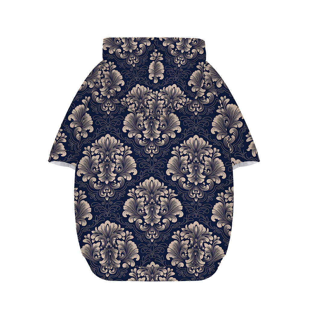 Blue And Brown Damask Pattern Print Dog Zip Up Hoodie