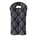 Blue And Brown Damask Pattern Print Double Neoprene Wine Tote
