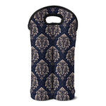 Blue And Brown Damask Pattern Print Double Neoprene Wine Tote