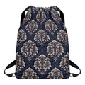 Blue And Brown Damask Pattern Print Drawstring Backpack