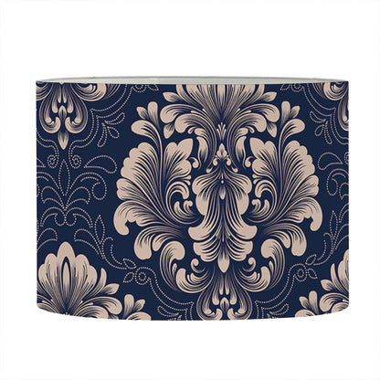 Blue And Brown Damask Pattern Print Drum Lamp Shade