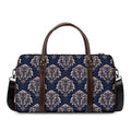 Blue And Brown Damask Pattern Print Duffel Bag