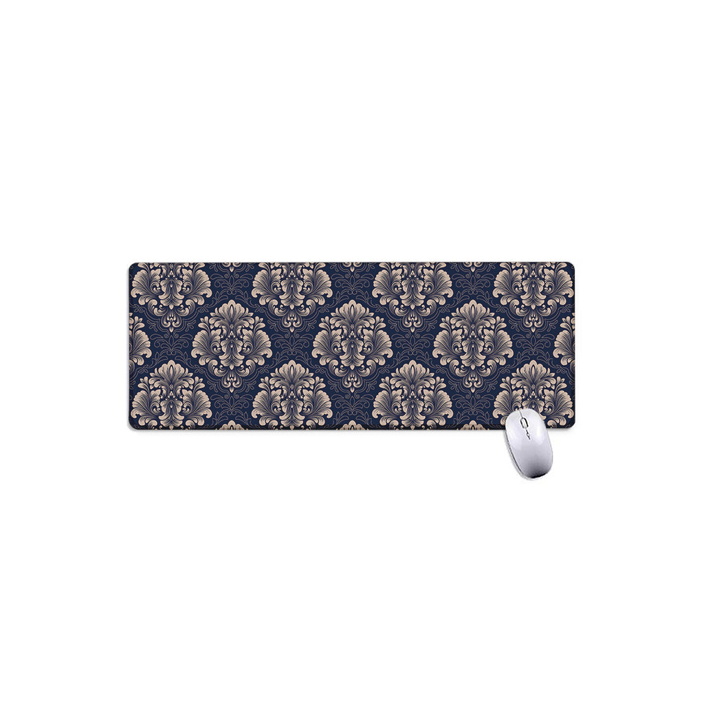 Blue And Brown Damask Pattern Print Extended Mouse Pad