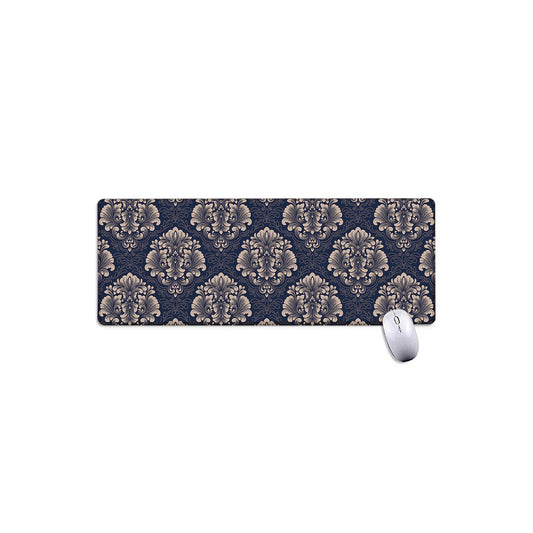 Blue And Brown Damask Pattern Print Extended Mouse Pad