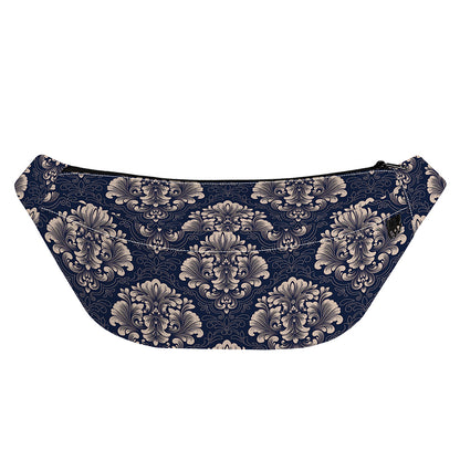 Blue And Brown Damask Pattern Print Fanny Pack