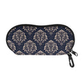 Blue And Brown Damask Pattern Print Glasses Case