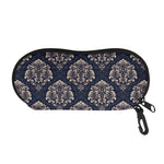 Blue And Brown Damask Pattern Print Glasses Case