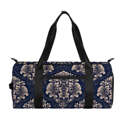 Blue And Brown Damask Pattern Print Gym Bag