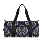 Blue And Brown Damask Pattern Print Gym Bag