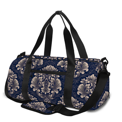 Blue And Brown Damask Pattern Print Gym Bag