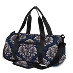 Blue And Brown Damask Pattern Print Gym Bag